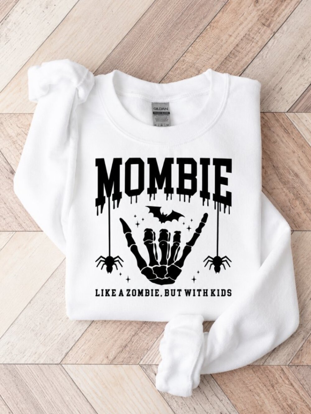 White Mombie Skeleton Hand Graphic Sweatshirt For Mom Casual Wear